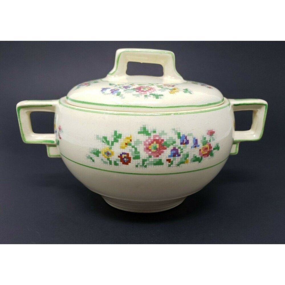 Johnson Brothers Victorian Floral Sugar Bowl with Lid